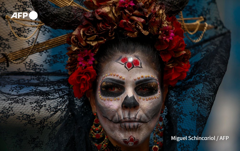 A disguised reveller takes part in the Sao Paulo Zombie